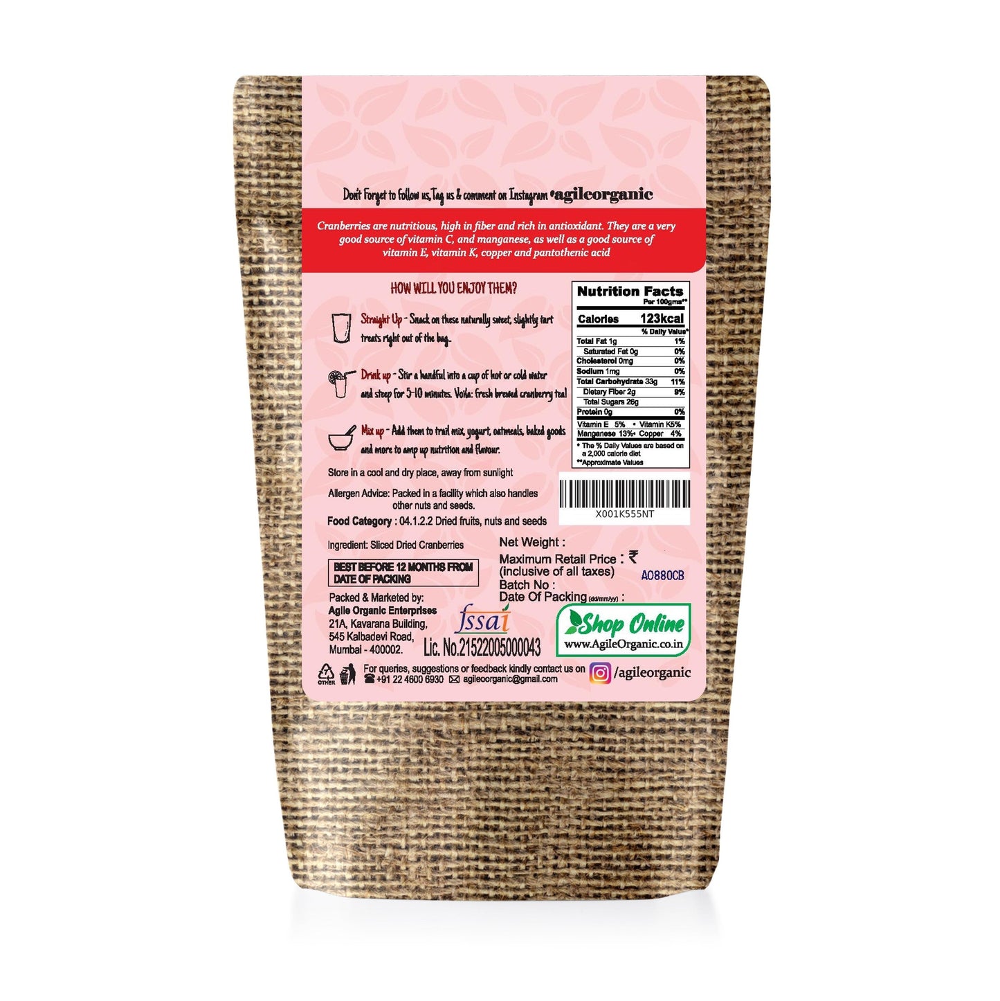 Agile Organic® Dried Cherry Agile Organic