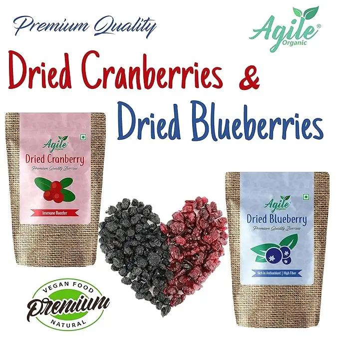 Agile Organic Dried Berries Combo 7-in-1 | Cranberry, Blueberry, Goji, Blackberry, Raspberry, Mulberry & Black Currant – 350 g (50 g × 7) Agile Organic