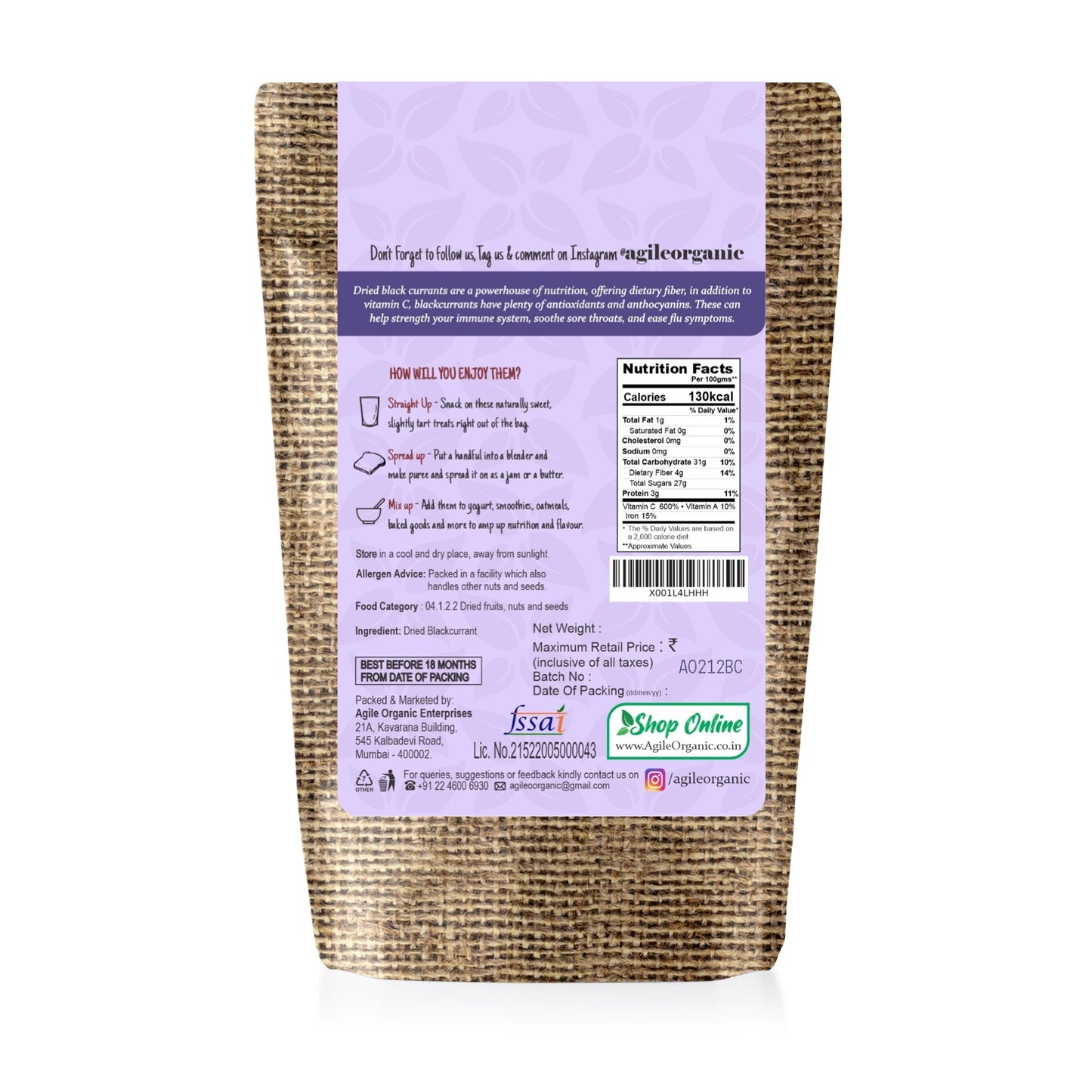 Agile Organic® Black Currant Agile Organic